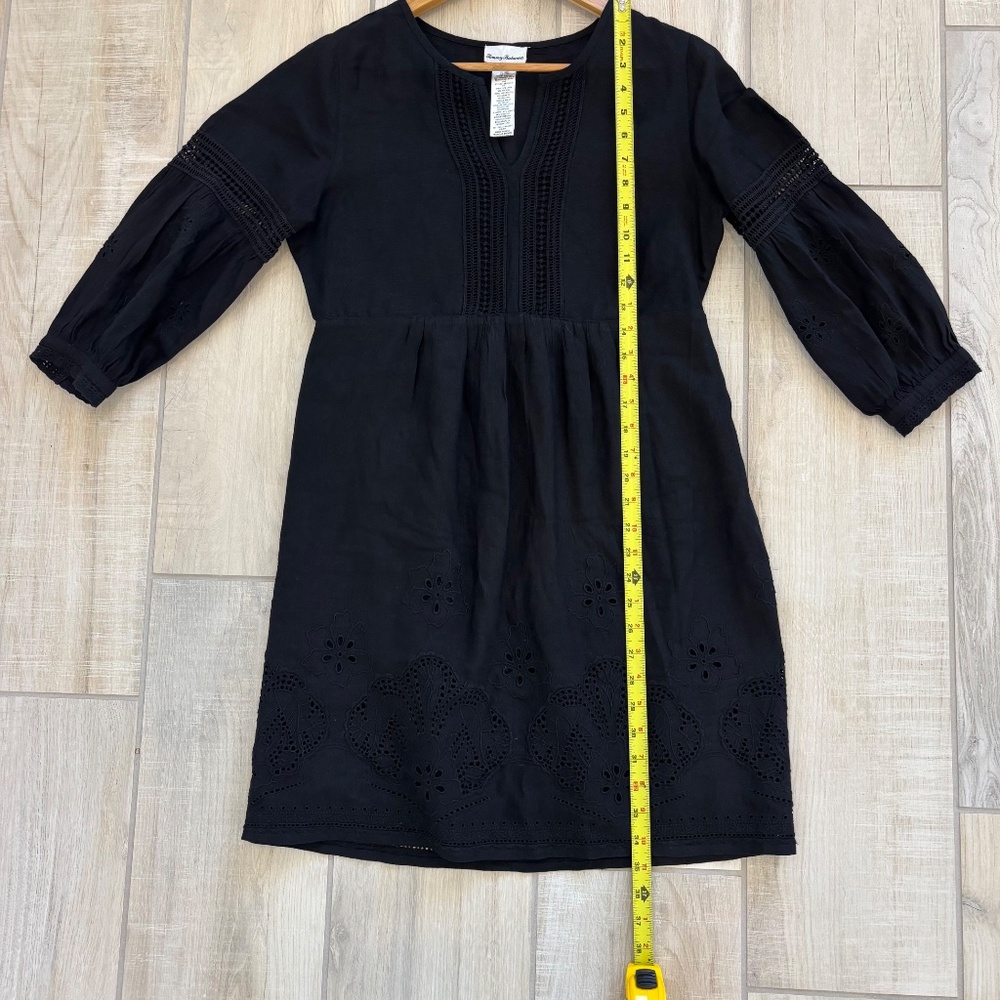 Tommy Bahama, Size XS St. Lucia Linen-Blend Split Neck Cover-Up Dress in black. - Picture 8 of 10